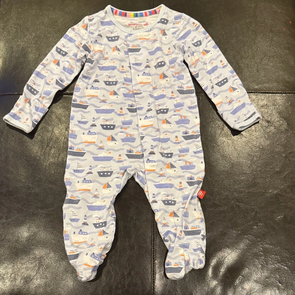 Magnetic Me Nautical Print Kids Footie - Picture 1 of 1